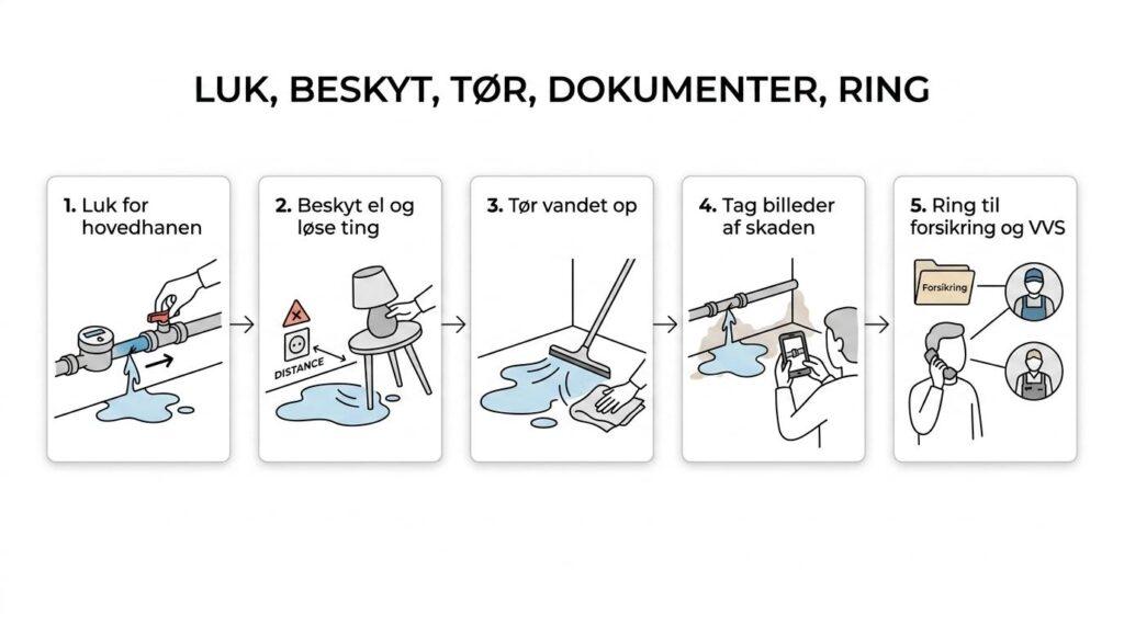 sprængt vandrør