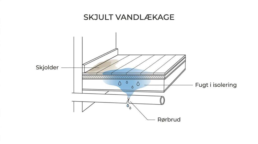 utæt vandrør under gulv